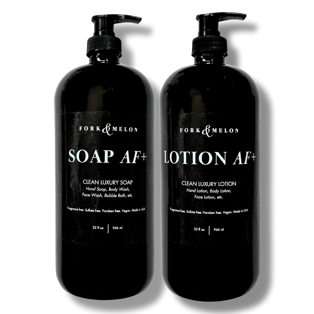 SOAP AF+ & LOTION AF+ (32oz Refill Set) | FORK & MELON clean luxury soap