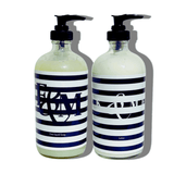 SOAP AF & LOTION AF Set – Navy & White Stripe Collection | FORK & MELON clean luxury soap