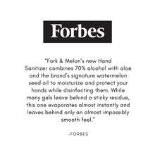 Load image into Gallery viewer, Forbes review of Fork &amp; Melon hand sanitizer