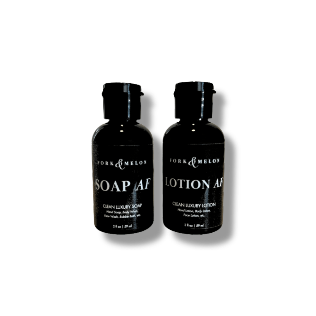 SOAP AF & LOTION AF (2oz Travel Set) | FORK & MELON clean luxury soap