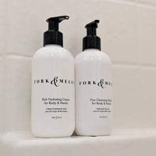 Load image into Gallery viewer, F&amp;M hand/body wash &amp; cream in shower