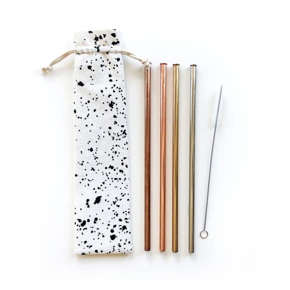 Eco Friendly Reusable Straw 6 Piece Set - Splatter