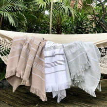 Load image into Gallery viewer, Classic Black Stripe Turkish Towel