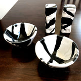 black & white ceramic bowls and salt & pepper shakers