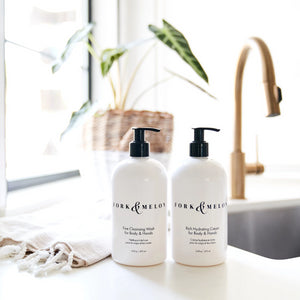 FORK & MELON luxury hand wash and lotion by the kitchen sink
