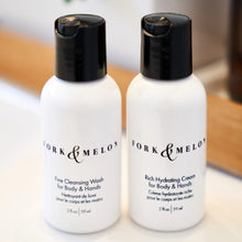 Load image into Gallery viewer, Non toxic hand/body wash and lotion travel size set by FORK &amp; MELON